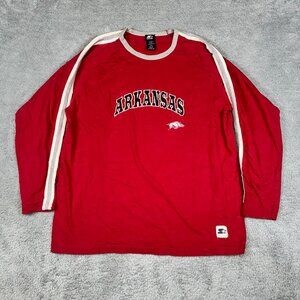 Vintage Arkansas Razorbacks Shirt Mens 2XL Red Football Long Sleeve Crew Neck